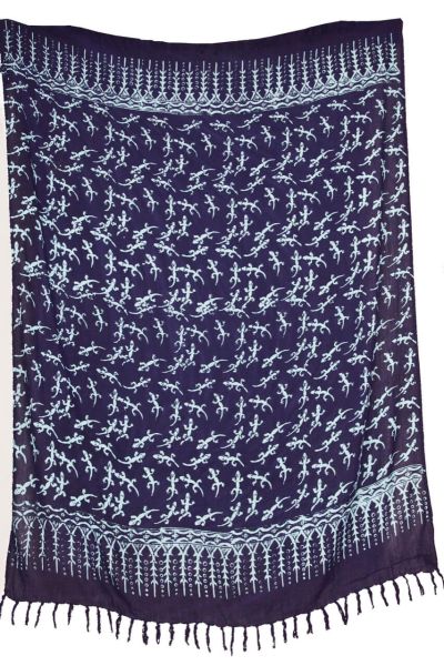 Sarong mit Geckos Lila, Pareo Lunghi